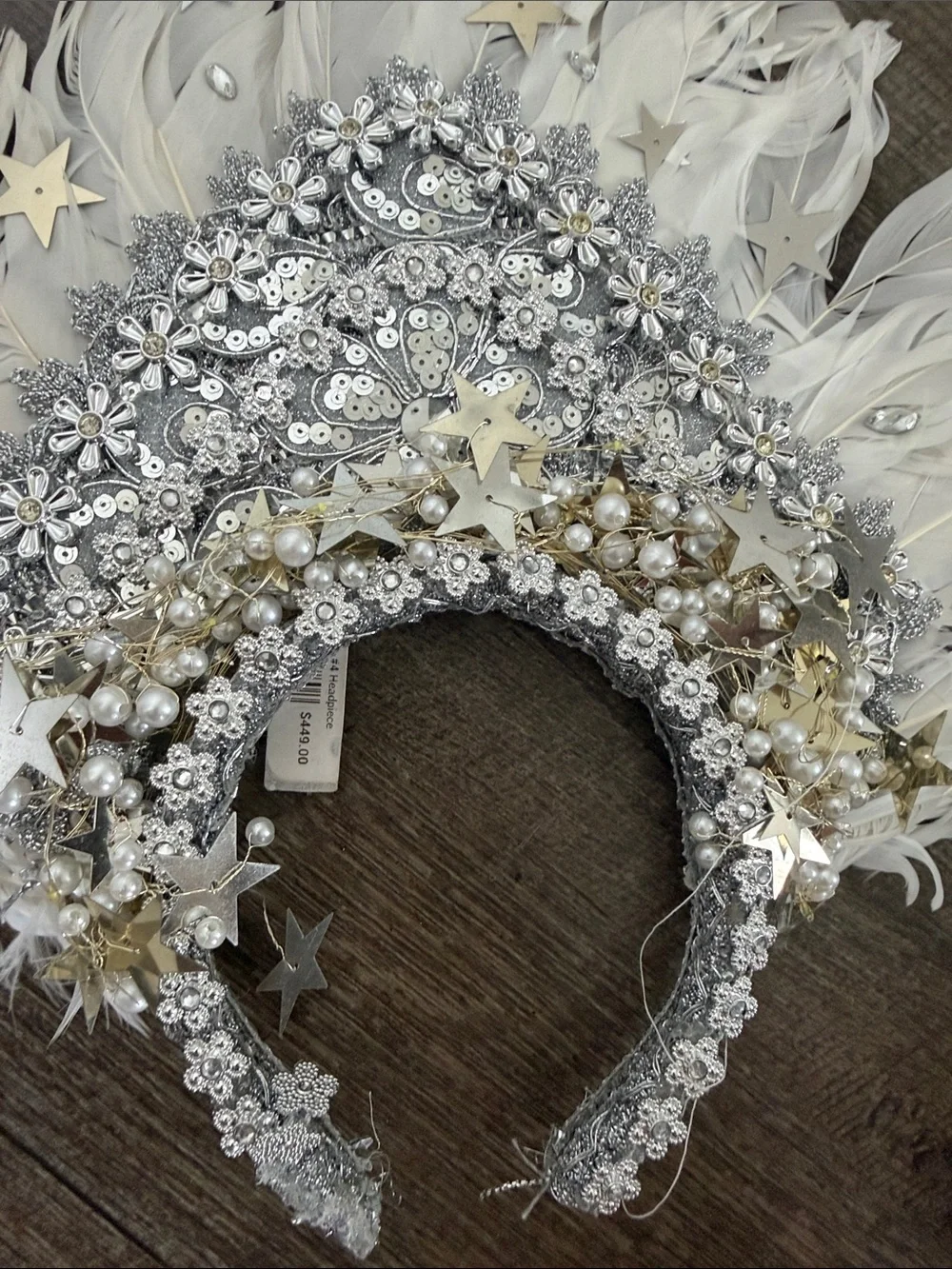 White Feather & Sequin Star Headband for Kids